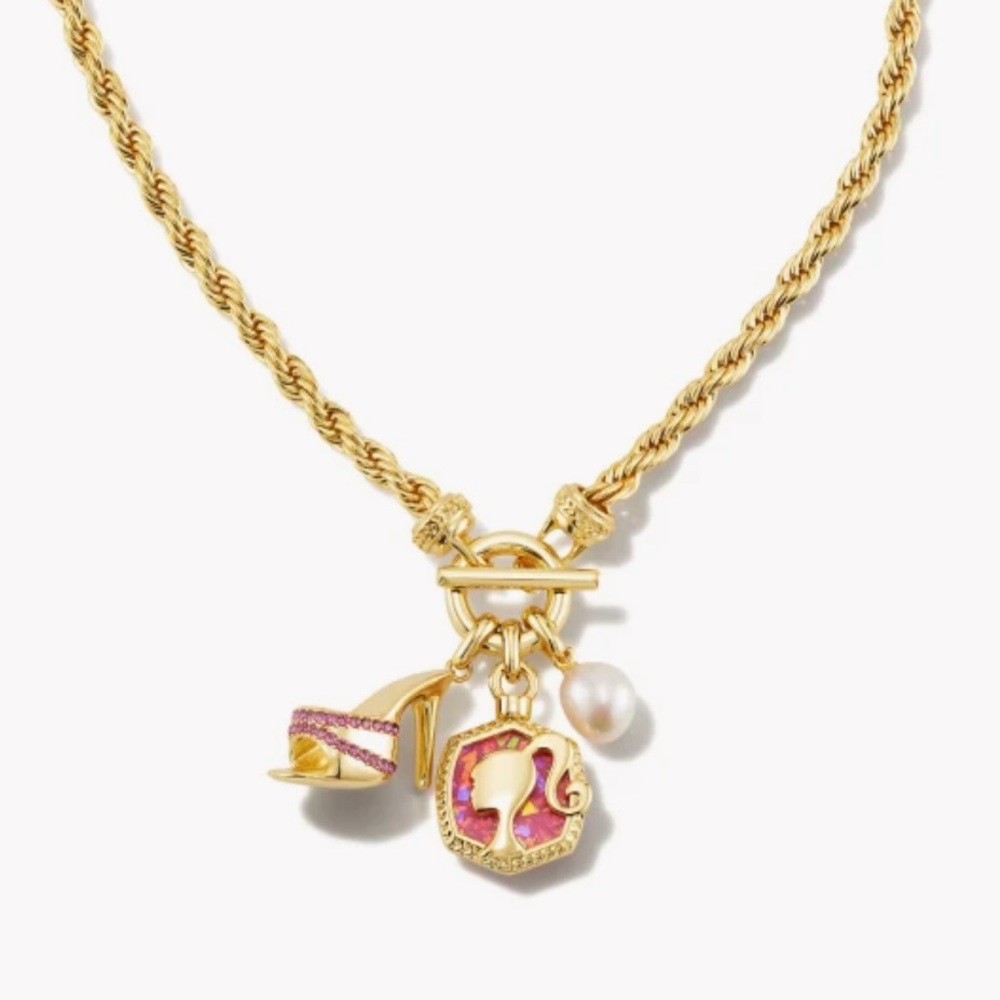Barbie™ x Kendra Scott Gold Pearl Charm Convertible Necklace NWT